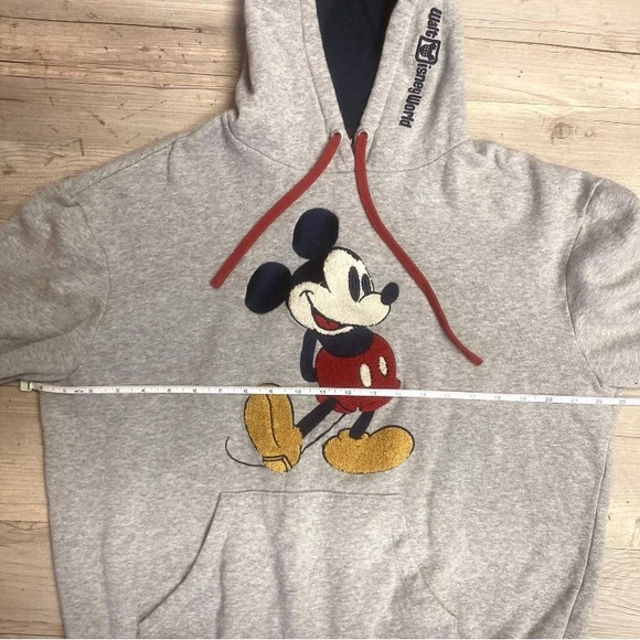 Walt Disney Sz M Original Mickey Mouse Raised Embroidered Hoodie Sweatshirt - Picture 10 of 12